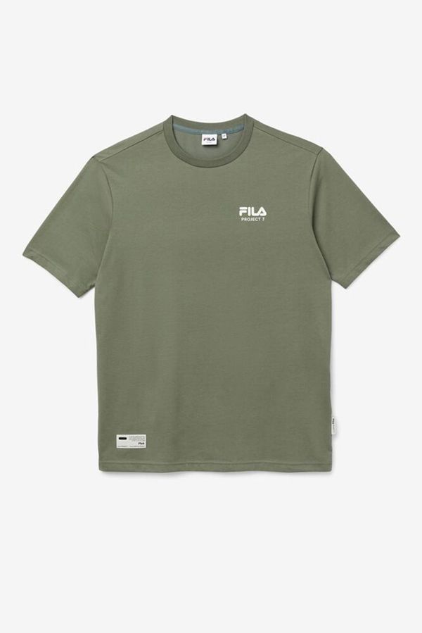 Fila Project 7 Logo Men's T-Shirts - Khaki,NZ 305-93752